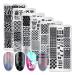 DANNEASY 6Pcs Nail Plate Stamping Set 1Nail Stamper 1Scraper 1Storage Bag Geometry Stripe Butterfly Design Nail Template Image Plate Manicure Stamp Kit Lovely Style