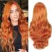 Colorfulpanda Natural Looking Long Wavy Orange Ginger Wigs for Women Realistic Color Ladies Wigs with Middle Part Synthetic Hair for Everyday/Halloween Party/Costume Cosplay