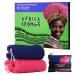 African Net Sponge Authentic - 2 Pieces Real African Exfoliating Sponge - African Net Wash Cloths for Body Scrubber Exfoliator Blue&Pink - Back Scrub for Shower Bath Accessories Blue & Pink