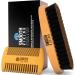 Beard Brush and Comb - Natural Boar Bristle Beard Brush & Beard Comb for Men - Facial Hair Care Gift Set for Men - Mustache Styling, Grooming & Shaping Tools Tan