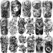 77 Sheets Temporary Tattoo for Men and Women  17 Sheets Half Arm Chest Shoulder Fake Tattoos  60 sheets Tiny Black for Adults  Waterproof Realistic Tattoos Long-Lasting