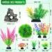 Borlech Aquarium Rock Decorations Set - 9 Pieces Plastic Plants & Green Rock | Enhance Your Fish Tank Decor - Buy Online on GoSupps.com