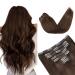 Vlasy Clip in Hair Extensions Human Hair Seamless Hair Extensions Clip in Real Human Hair 7 Pieces Straight Dark Brown Natural Thick Weft Human Hair Clip in Extensions for Women 4# 14 Inch(70 g) 14 Inch (70 g) 4# Dark Brown