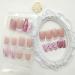 Short Square Press on Nails - White French Tip & Heart Designs | Pink & Nude Acrylic Glossy False Nails with Glitter & Rhinestones - 24 Pcs for Women - Buy Online on GoSupps.com
