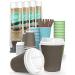MRcup 12 oz Hot Beverage Heat-free Coffee Cups with Lids and Straws, Insulated Triple Wall Leak-free Disposable Coffee Cups, Anti-slip Anti-spill Togo Reusable Paper Cups, Brown 40 Packs Brown 40