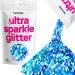 Hemway Premium Ultra Sparkle Glitter Multi Purpose Metallic Flake For Arts Cosmetics Resin Festival Face Hair - Ocean Blue Hologrographic - Super Chunky (1/8 "0.125" 3mm) 100g / 3.5oz Ocean Holographic Super Chunky - 100g