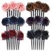 6 Pack Fake Artificial Rose Flower Plastic Hair Side Combs Thick Hair Slide Hair Pins Bun Holders Barrettes French Twist Chignon Updo Floral Hair Clips With Long Teeth Women Party Hair Accessories