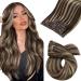 Moresoo clip extensions real hair brown hair extreme clips remy real hair extensions clip in hair extension real hair clip 35cm clip in extensions real hair dark brown with blond #p4/27 80g 5pcs 35 cm #p4/27