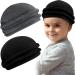 2 Pcs Turban for Kids Head Wrap Soft Silk Satin Lined Turban Twist Pre Tied Skull Cap Vintage Sleeping Bonnet Hair Cover Stretch Satin Turban Scarf Tie for Boy Girl Aged 6-12 Black  Dark Gray