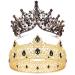 2 Pieces King Crowns for Men Royal Crown with Black Rhinestone Crowns for Women Crystal Queen Royal Round Crown Women's and Men's Costume Headwear for Wedding Homecoming Prom Party Decorations