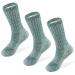 MERIWOOL Merino Wool Kids Hiking Socks for Children 3 Pairs Green Large