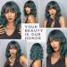 Haircube Short Bob Wig with Bangs - Dark Green Heat-Resistant Synthetic Fiber for Women | Party Cosplay & Daily Wear - Buy Online on GoSupps.com