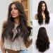 HAIRCUBE Long Brown Wigs for Women Synthetic Curly Hair Wig Middle Parting Medium Brown