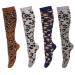 Compression Socks for Women & Men Medical Circulation 15-25 mmHg Best for Nurses Youth Nursing Running Travel(4 Pairs) Leopard Print L-XL