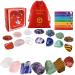 Christmas Healing Crystal for Beginners 7 Chakra Crystal Set 23 Pcs Healing Crystal Wiccan Reiki Gift 4 Types of Gemstones Hexagonal Tumbled Stone Natural Gemstones Raw Stones Healing Crystal (Xmas)