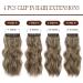4PCS Thick Full Head Ash Brown Highlights 20 Inch Clip in Hair Extensions - Curly Wavy Synthetic Hairpieces - Buy Online on GoSupps.com