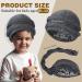 2 Pcs Kids Silk Satin Lined Turban Set - Black/Dark Gray - Ages 6-12 | Pre Tied Twist Head Wrap for Boys and Girls - Buy Online on GoSupps.com