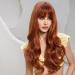 EMMOR Auburn Ombre Long Curly Wig with Bangs - Heat Resistant Synthetic Wig for Women | Natural Daily Hairpiece - Buy Online on GoSupps.com