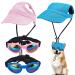 WEBEEDY 2 Sets Dog Hat and Sunglasses Set Summer Sunbonnet Adjustable Stripe Baseball Cap Pet Puppy Sunglasses for Outdoor Use