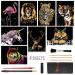 Scratch Art Paper(A4) for Kids & Adults, Rainbow Painting Night View Scratchboard, Art Craft, Crafts Set: 8 Sheets Scratch - Unicorn/Flamingo/Cat/Deer/Tiger/Leopard/Lion/Wolf & 6 Tools (Animal World)