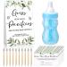 Baby Shower Games Guess How Many Pacifiers Greenery Game Sign 100 Small Guessing Games 10 Hb Pencils 750 ml Milk Bottle 400 Acrylic Pacifiers Decorations Guests Gender Reveal Party Favors (Blue) Blue Plant