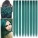 Zhaowwei 9 piece Princess Green Hair extensions Multi-colors Party highlights striped Synthetic hair parts clip-in/clip on colored hair extensions (dark blue) dark green