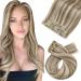 Moresoo Hair Extensions Clip in Real Hair Blonde Highlight Clip in Extensions Light Brown with Platinum Blonde Clip in Human Hair Extensions 10 Inch 5 Pieces/70g #P9A/60 25 cm #9A/60