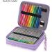 BTSKY Colored Pencil Case- 120 Slots Pencil Holder Pen Bag Large Capacity Pencil Organizer with Handle Strap Handy Colored Pencil Box with Printing Pattern (Purple Flower) - Buy Online on GoSupps.com