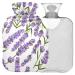 NAANLE hot water bottle with reference purple lavender flower transparent hot water bottle 1l of warm stimulus for menstrual cramps pain relief handfoot heat and cold therapy