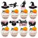 Gyufise 24Pcs Halloween Cupcake Toppers Glitter Pink Ghost Little Boo Bat Witch Cat Pumpkin Cupcake for Halloween Theme Baby Shower Birthday Party Cake Decorations Supplies Pattern 23