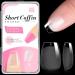 Ranrose 240PCS Short Coffin Nail Tips Half Matte Soft Gel False Tips Full Cover Coffin Shaped Nails Clear Acrylic Tips for Press On Nail Extension DIY