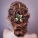 HINZIC 2Pcs Green Crystal Hair Comb - Bridal Leaves Wedding Flowers Rhinestone Hair Clip - Emerald Green Hair Accessories for Bride Party - Buy Online on GoSupps.com