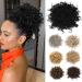REECHO Messy Bun Hair Piece Elastic Drawstring Hair Bun Extensions Large Curly Wave Fake Bun Top Knot Updo Hairpiece for Women - Black Wavy Black