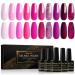 Shining She Gel Nail Polish 10 Colors Purple Pink Rose Shimmer Glitter Gel Polish Kit Soak-Off UV/LED Nail Polish Gel Gift for Nail Art Salon DIY Home 8ML Purple Rose