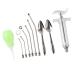 Adhere To Fly Baby Bird Parrot Small Pet Manual Feeding Syringe Set with 6 Pcs Curved Gavage Tubes and Stainless Steel Metal Feeding Spoon (50ML) 50 ml
