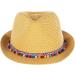 Funky Junque Women's Adjustable Multicolor Woven Short Brim Fedora Hat with UPF50+ Protection and Colored Mini Pom - Natural - Buy Online on GoSupps.com