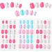 72 Pieces Kids Stick On Nails False Nails Fake Nails Kit ress on Artificial Nail Girl Fingernail Full Cover Short for Girls Children Nail Design Decoration 3 Boxes (Stripe and Dot Pattern) Striped