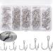 Drilling hook fishing trees set fishing hook carbon steel with barn for saltwater fish mixed fishing hook carbon steel treble fishing hooks No. 2 4 6 8 10 with silver 50 pieces