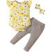 Koonde Baby Girl Clothes Newborn to 24 Months 3-piece Baby Girl Outfits Romper Trouser & Headband 18-24 Months Yellow + Caramel