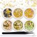 SILPECWEE 6 Boxes 3D Nail Art Decoration Set Cat Eye Stones Shell Flower Metal Nail Studs Manicure Jewelry with 1Pc Tweezers and Picker Pencil NO1