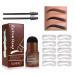Eyebrow Stamp Stencil Kit, Eyebrow Stamp and Shaping Kit for Perfect Brow, Eyebrow Stamp Kit with 10 Styles Reusable Eyebrow Stencils, 2 Eyebrow Pen Brushes, Long Lasting & Waterproof ?(Dark Brown)