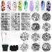 Biutee Nail Stamping Plate Kit 2 Nail Stamper 13 Nail Art Stamp Plate Set 2 Scraper Nail Stamping Kit Template Image Plate Stencils Tool for Manicure Lace Design Holiday Nail Stamping Plates