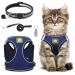 Adjustable cat dishes break -in set cat dishes with a leash outbreak soft inner lining and breathable mesh for cats kitten dogs puppies (navy blue XS) XS navy blue