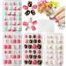 Kalolary 4 boxes children fingernails rainbow pattern children artificial nails press on nails short full cover false nail set with 1 piece of nail glue sticker artificial nail tips gift for girls - a