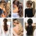 Ponytail Extension Wrap Around Long Straight Curly Clip in Ponytail Hair Extensions for Women Brown Black Blonde Hairpiece 23"-Straight Dark Brown & Sandy Blonde - Buy Online on GoSupps.com