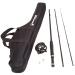 Fly Fishing Pole Collection  3 Piece Collapsible Fiberglass and Cork Rod and Ambidextrous Reel Combo with Carry Case and Accessories by Wakeman Outdoors Charter Series Fly Fishing Combo Kit