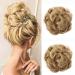 JJstar 2PCS Messy Bun Hair Piece Curly Fake Hair Buns Donut Tousled Updo High Heat Resistant Synthetic Fiber Hair Scrunchies Pieces for Women Girls Ponytail Extension(Natural Blonde)