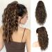 SEIKEA 18 Highlight Ponytail Extension Claw Long Multi Layered Hair Fluffy Thick Wavy Curly Jaw Clip in Fake Pony Tails Fake Hair Soft Natural Looking Synthetic Hairpiece for Women Chocolate Brown with Caramel Blonde Hi...
