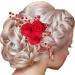 PAGOW Red Floral Hair Clip Comb - Bridal Rose Headpiece for Women, Perfect Gift for Wedding, Prom, and Special Occasions - Buy Online on GoSupps.com