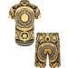 Daupanzees Men's Luxury Hawaiian Shirt Suit - Gold, X-Large - Buy Online on GoSupps.com